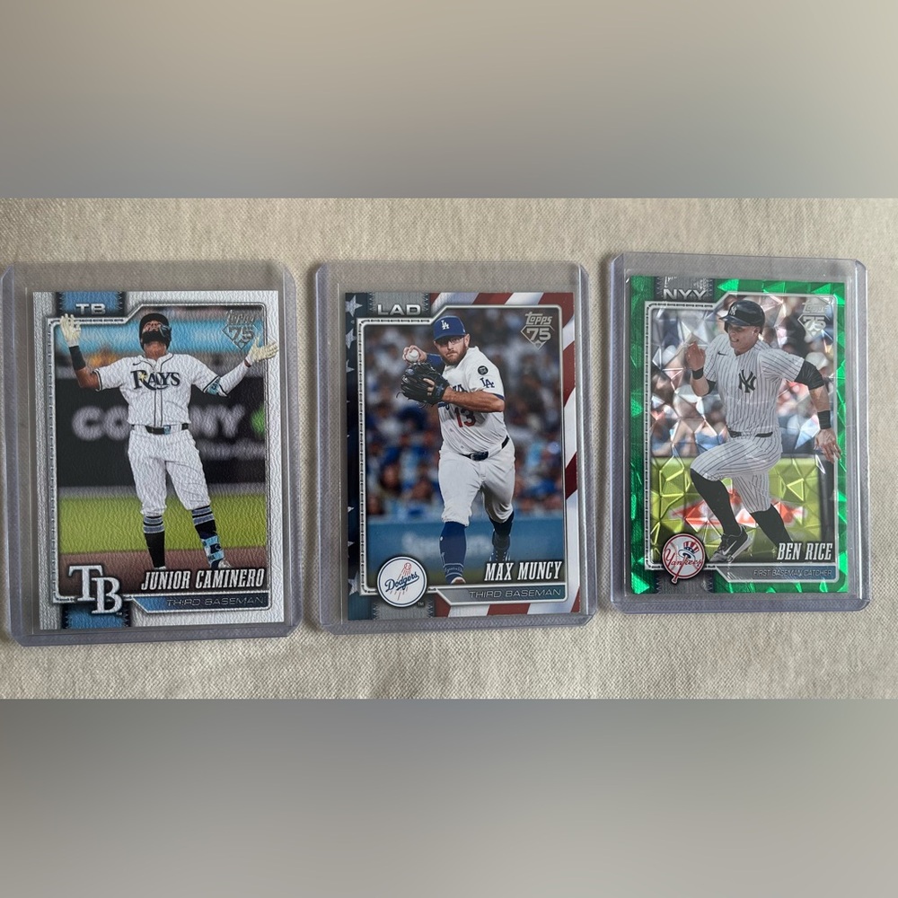 2026 Topps Series 1 - 3 numbered cards /50 /76 /99 - Caminero, Muncy, Rice